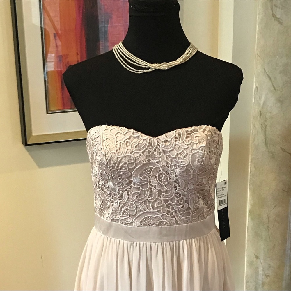 NWT Aidan Mattox Strapless Lace and Chiffon Gown